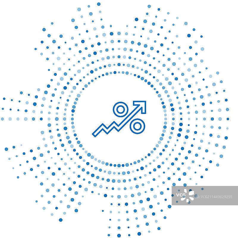 百分比上升箭头蓝色线条图标图片素材