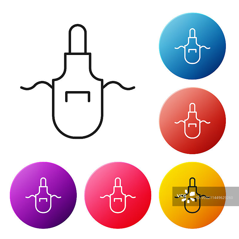 白色背景上的黑色线条厨房围裙图标图片素材