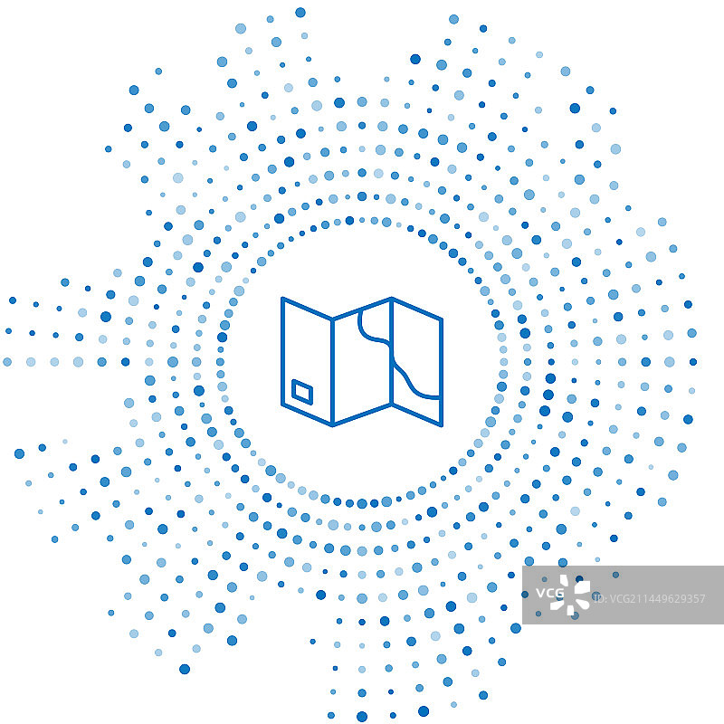 蓝色线条折叠地图图标图片素材