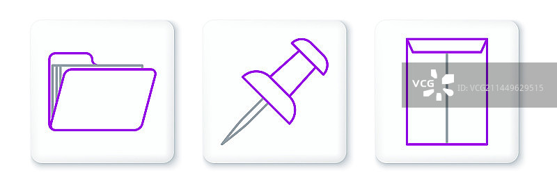 信封、文件夹和图钉图标图片素材