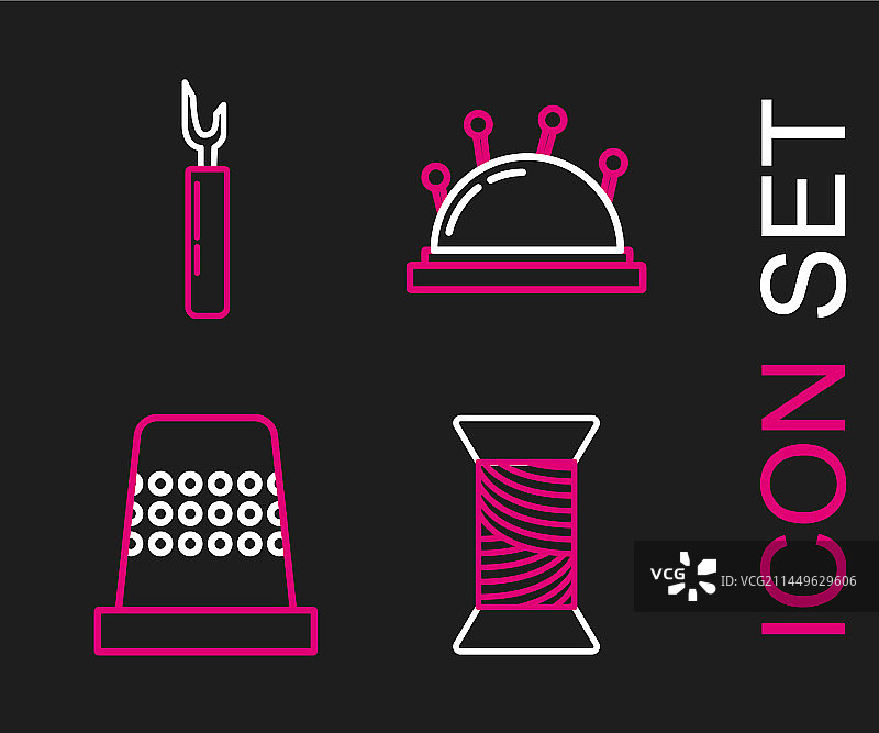 线轴上的缝纫线与顶针图片素材