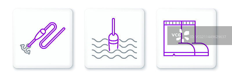 带钩和浮标的钓鱼靴图片素材