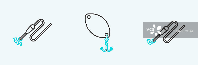 渔线钓鱼线鱼钩和浮标图片素材