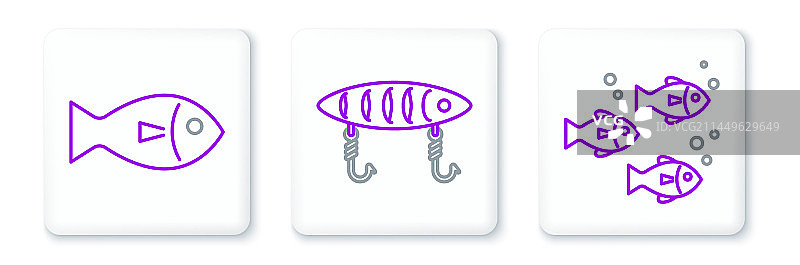 鱼和鱼饵图标图片素材