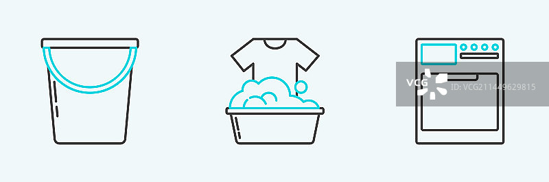 洗衣机、水桶和塑料盆图片素材