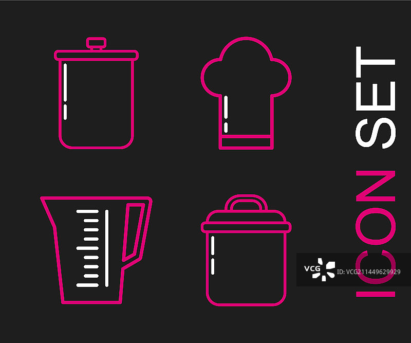 厨具套装：锅、量杯、厨师帽图片素材