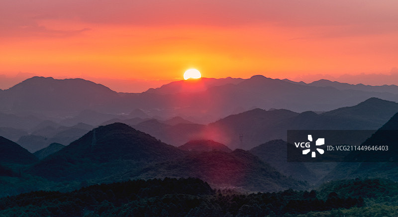 日落贵州百里杜鹃山图片素材