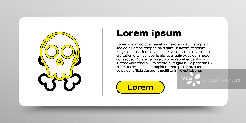 白色背景上的线条骷髅骨图标图片素材