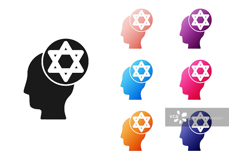 白色背景上的黑色犹太帽子图标图片素材