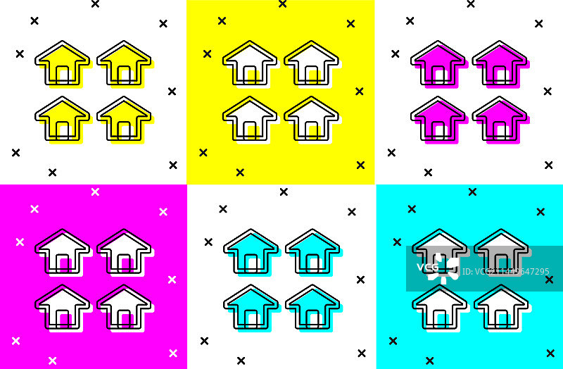 彩色背景上的房屋图标图片素材