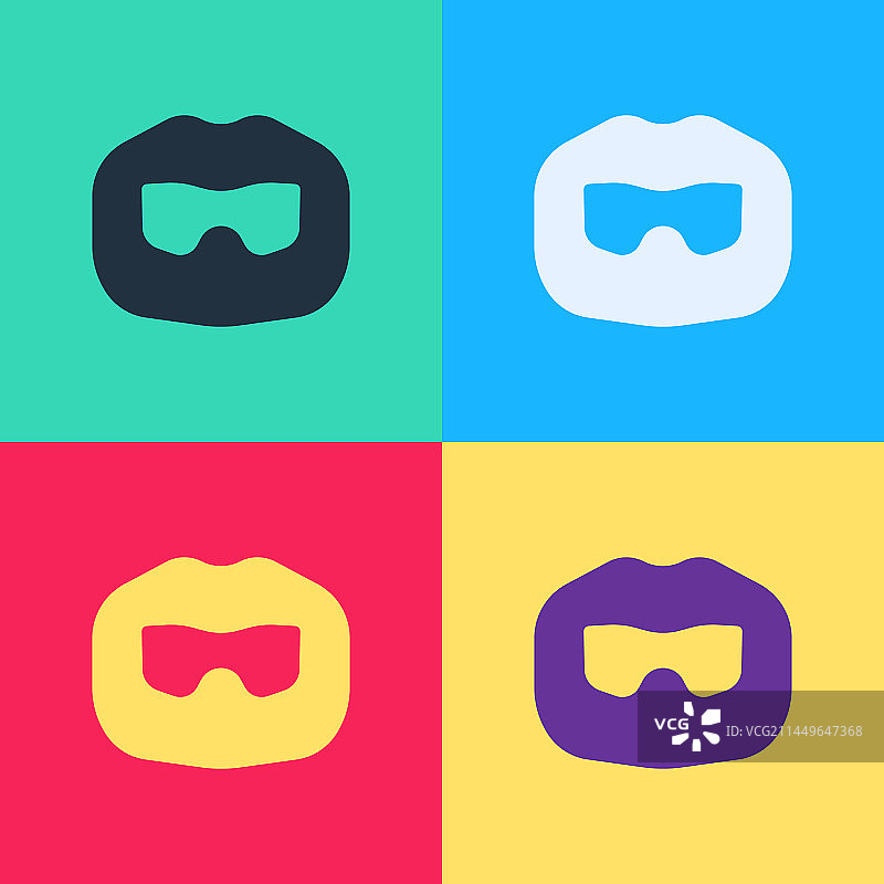 彩色背景上的波普艺术风格胡须图标图片素材