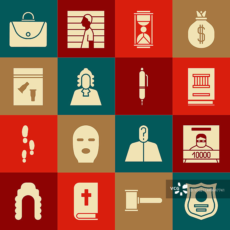 警察徽章、通缉海报、法律书籍和旧物图片素材