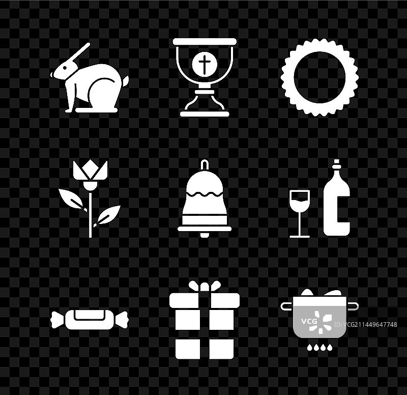 复活节兔子基督教圣餐杯太阳糖果组合图片素材