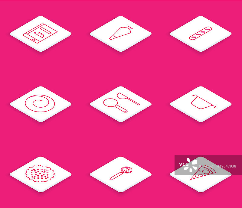 烹饪书、裱花袋（用于装饰蛋糕）线条图片素材