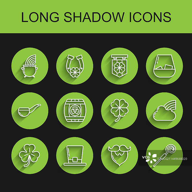 四叶草、绿矮人帽子、女巫线条图片素材