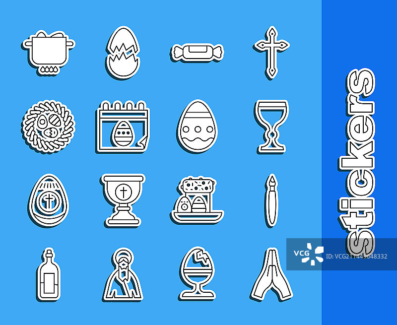 祈祷姿势的手和画笔线条图片素材