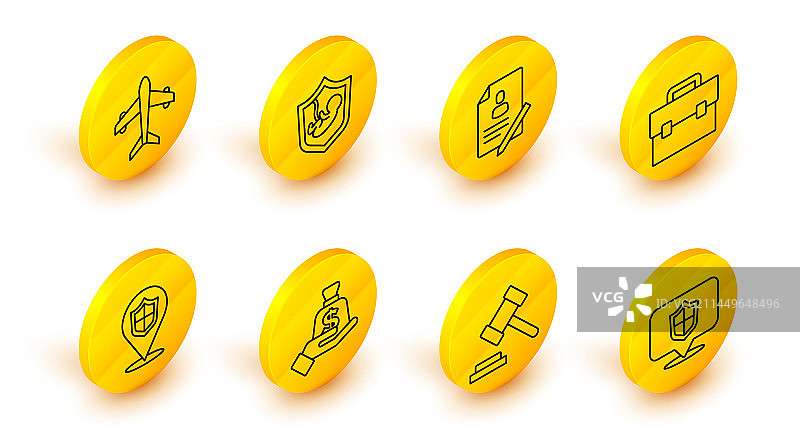 盾牌法槌金钱定位图片素材