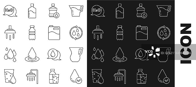 水滴水壶玻璃水回收线条图片素材