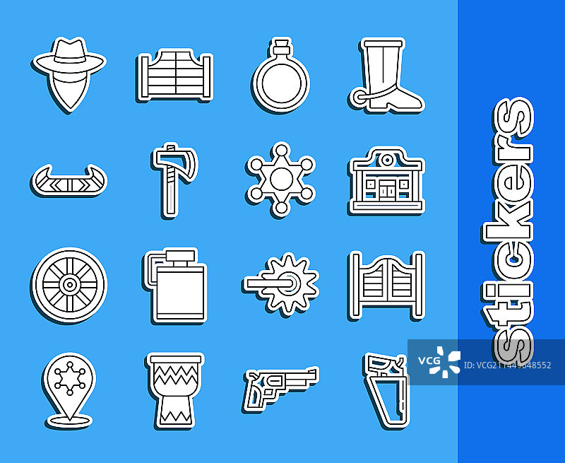 左轮手枪套件：枪套、酒吧门等设计图片素材