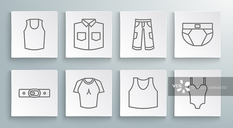 腰带衬衫T恤背心线条组合图片素材