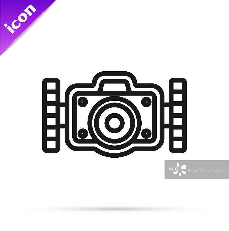 潜水员相机黑线图标图片素材