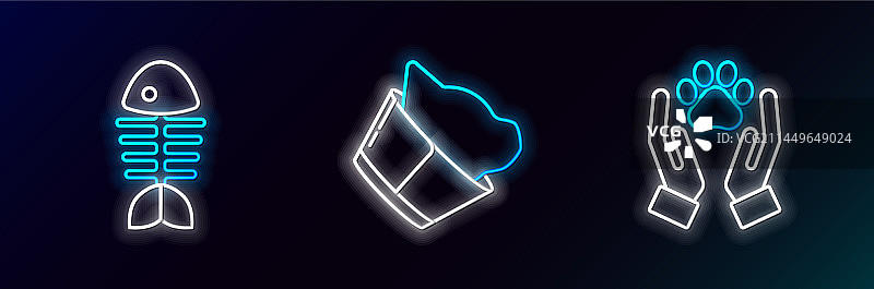 手与动物足迹、鱼的线条集合图片素材