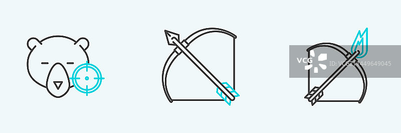 弓箭猎熊线条图片素材