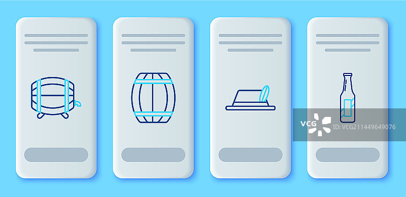 木桶、啤酒节帽子线条组合图片素材