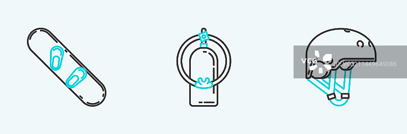 滑雪头盔和水肺潜水图标线条图案图片素材