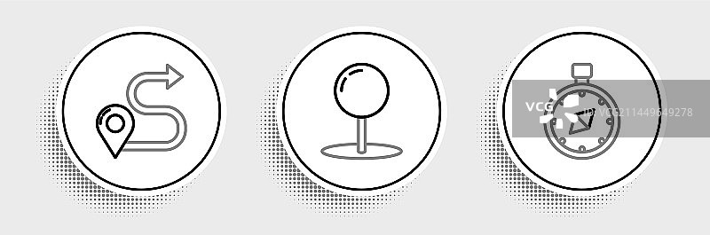 线条指南针路线位置和图钉图标图片素材