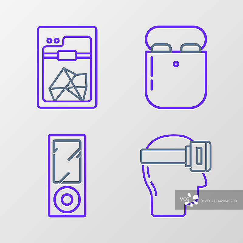 虚拟现实眼镜音乐播放器线条组合图片素材