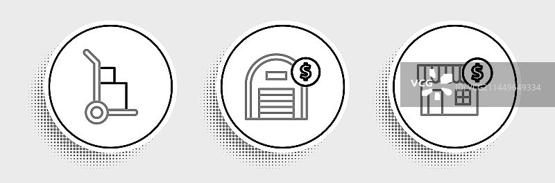 带美元符号的房屋和手推车图片素材