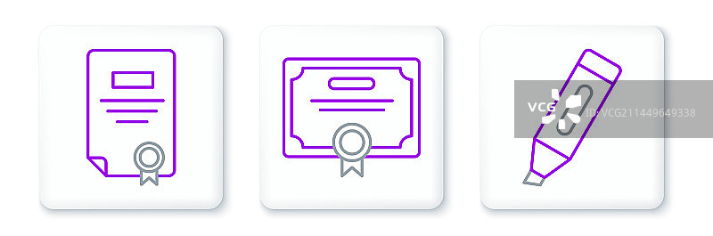 马克笔、证书模板和图标系列图片素材