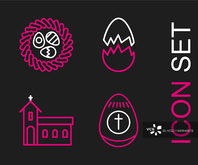 复活节彩蛋教堂建筑组合图片素材