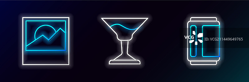 啤酒罐照片和鸡尾酒图标图片素材