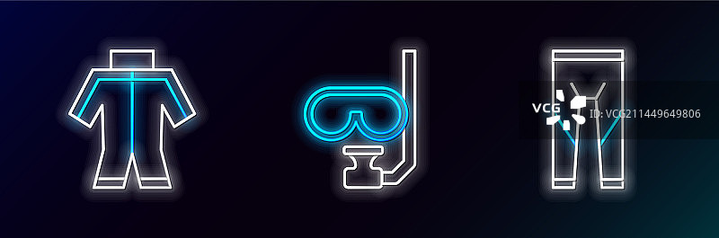 潜水服、潜水面罩和呼吸管图标图片素材