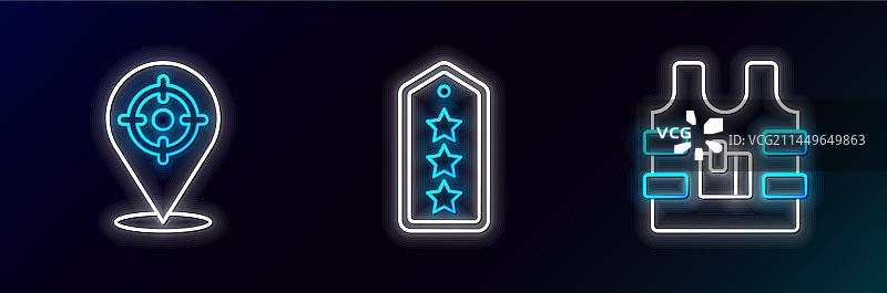 防弹背心与运动目标线条图标图片素材