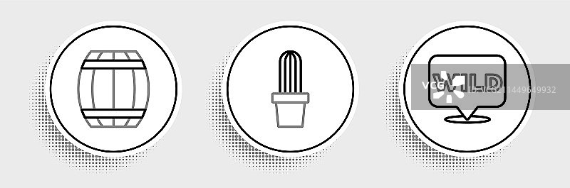 线条集：指向狂野西部火药桶的指针图片素材