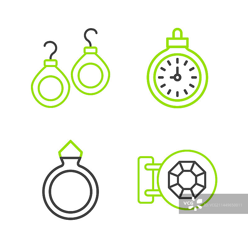 珠宝店钻石订婚戒指线条组合图片素材