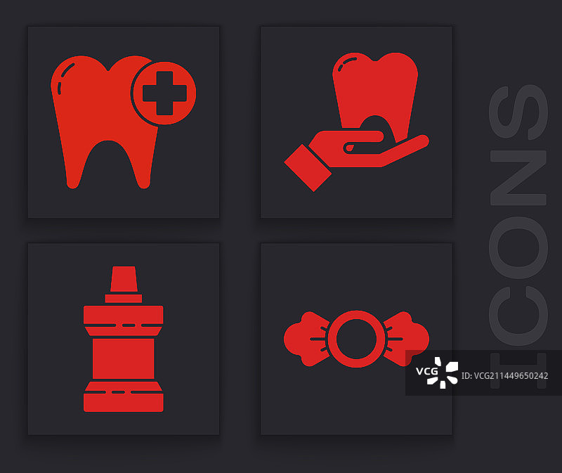 糖果牙齿和漱口水塑料图片素材