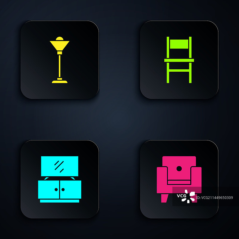 扶手椅落地灯电视桌椅组合图片素材