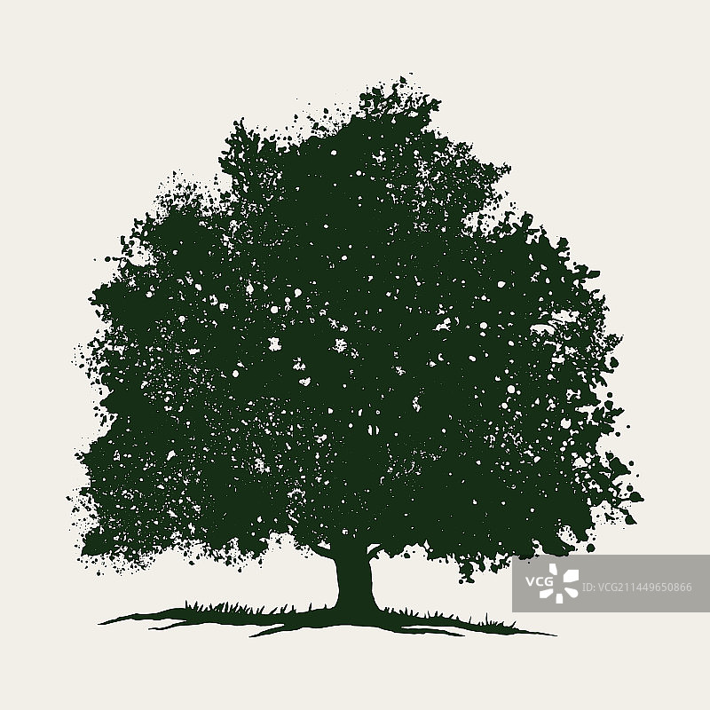 扁平风格橡树剪影图片素材