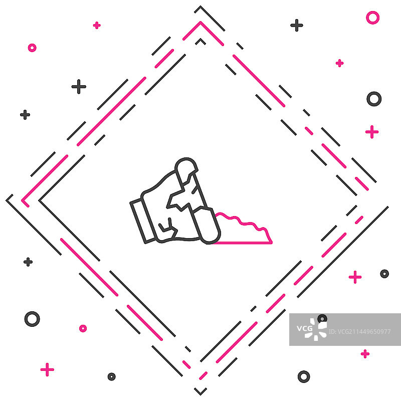 白色背景上孤立的破损罐子线条图标图片素材