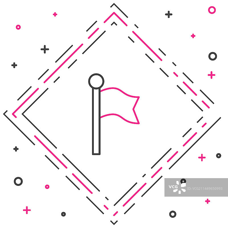 白色背景上的旗帜图标线条图片素材