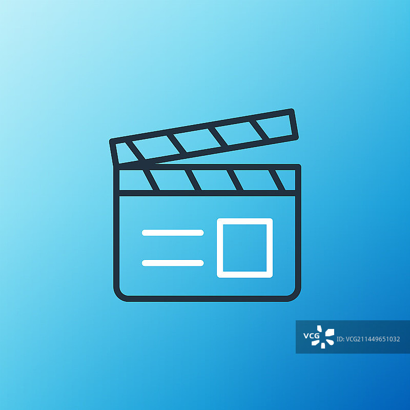 蓝色背景上的线条电影场记板图标图片素材