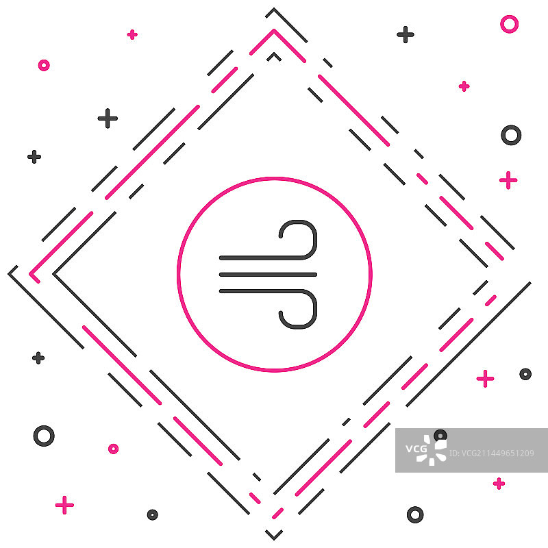 白色背景上的刮风天气线性图标图片素材