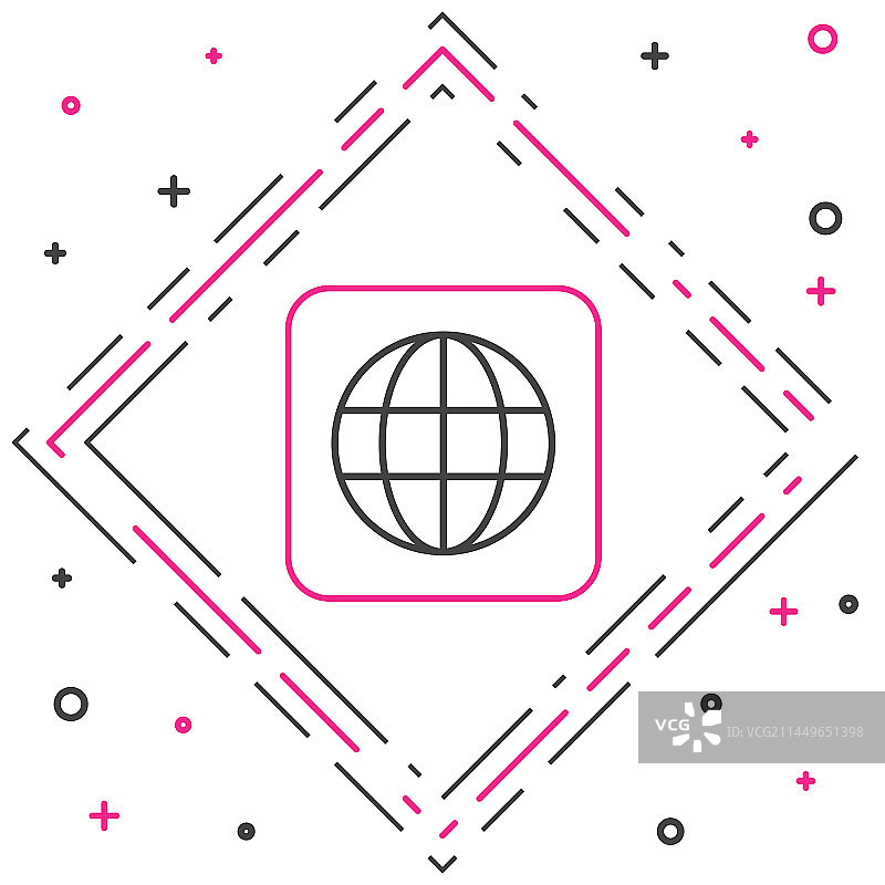 白色背景上的线条世界图标图片素材