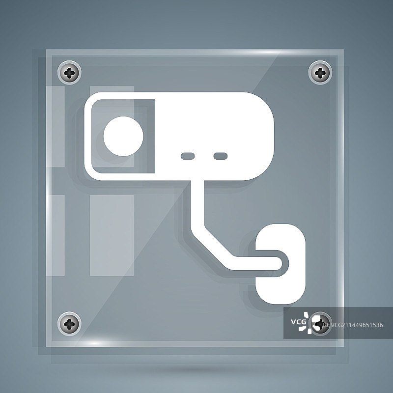 灰色背景上的白色安全摄像头图标图片素材