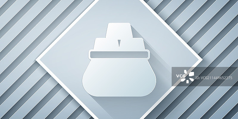 灰色背景上的剪纸风格金条袋图标图片素材