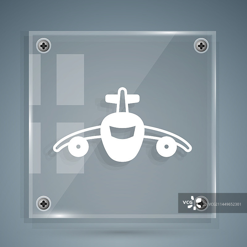 灰色背景上的白色飞机图标图片素材